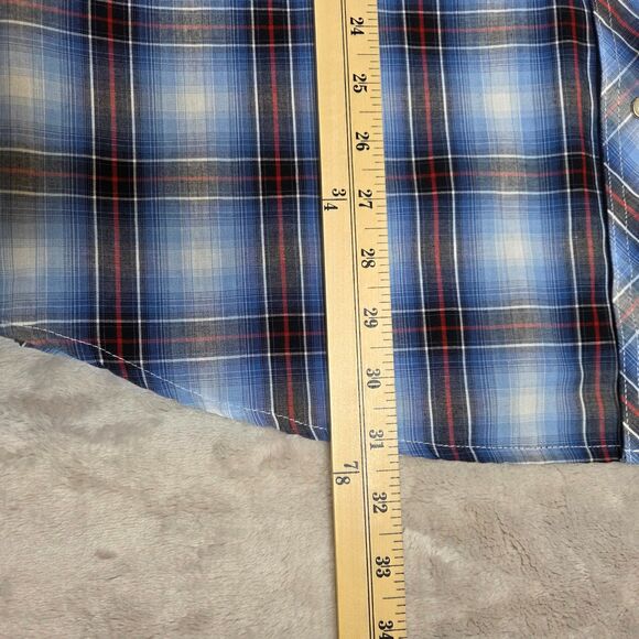 Wrangler Western Cut Short Sleeve Pearl Snap Plaid Shirt Men's XL Cowboy Rodeo - Picture 6 of 6